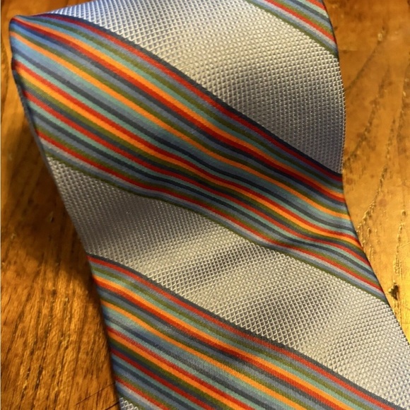 Tommy Hilfiger Denim Blue Multicolor Striped Men's Tie EUC!! - Picture 3 of 8